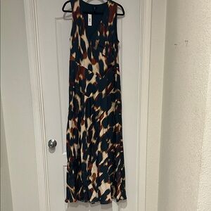 Banana Republic Abstract Maxi Dress - Blue, Brown, Cream